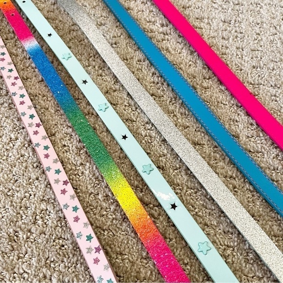 Target Girls Skinny Belts Size S Pink Blue Silver Rainbow Stars Colorful Lot 5x - Picture 2 of 9
